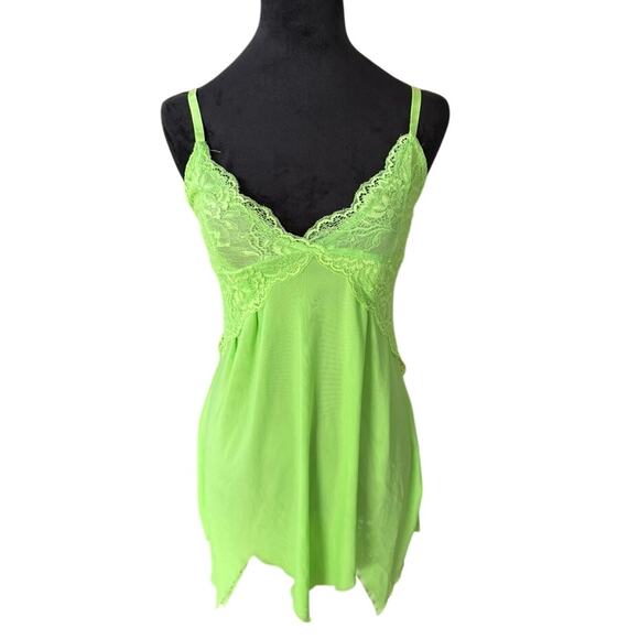 Women’s Small Lime Green Lace Slip Tank Top Y2K Fairycore Tinkerbell Costume - Picture 1 of 3